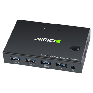 Commutateur <span class=keywords><strong>KVM</strong></span> <span class=keywords><strong>2</strong></span> ports pour <span class=keywords><strong>2</strong></span> <span class=keywords><strong>PC</strong></span>, compatible clavier et souris, contrôle synchrone, double moniteur - Product Image 2