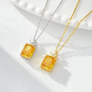 قلادة نسائية أنيقة من الفضة الإسترلينية عيار 925 مع زركونيا 5A، مرصعة بالألماس البرتقالي، مجوهرات للخطوبة والزفاف - Product Image 2