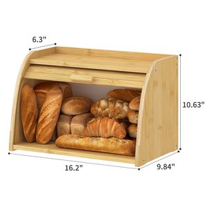 Boîte à pain en bambou pour comptoir de cuisine, couleur naturelle, design monocouche - Product Image 5