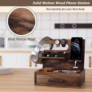 Wooden phone stand, simple and multi-functional watch, <b>glasses</b>, and key storage <b>rack</b>, lazy stand, wooden phone base - Product Image 1
