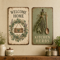 Plaque murale vintage en métal style rouillé, décor imprimé, art mural pour cuisine, atelier, ornement mural, panneau métallique
