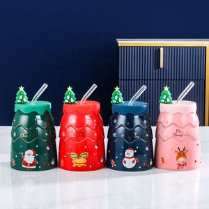 <span class=keywords><strong>Taza</strong></span> de cerámica con forma de árbol de <span class=keywords><strong>Navidad</strong></span> de dibujos animados creativos con tapa Santa Claus <span class=keywords><strong>Reno</strong></span> muñeco de nieve <span class=keywords><strong>taza</strong></span> para regalo de vacaciones de Año Nuevo - Product Image 2