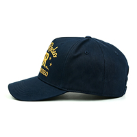 Casquettes de sport unisexes en coton à 5 panneaux, bord incurvé, couleur unie, logo brodé doré personnalisé, casquette de baseball OEM