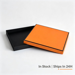 กล่องของขวัญแบบแข็งสองชิ้น สีส้มน้ำเงินสุดหรู พร้อมฝาปิด - Product Image 5