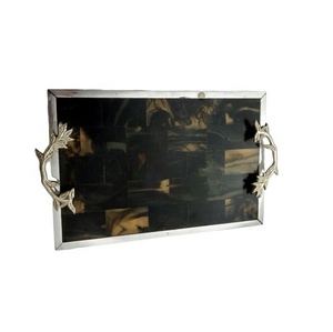 Bandeja de servicio hecha a mano de madera y resina en forma de rectángulo de alta calidad, vajilla única para llevar comida para la decoración del hogar - Product Image 5