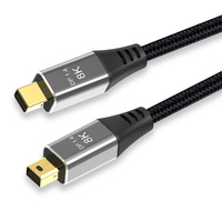 Cable Mini DP Macho a Macho con Revestimiento de Nailon/PVC para Monitores y Pantallas de Computadora, Transmisión de Video con Resolución 8K