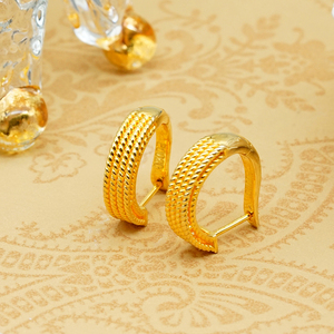 Pendientes de Aro con Textura de Cuerda en Oro Sólido de 9K/14K/18K, Diseño Clásico Trenzado para Joyería de Lujo Diaria - Product Image 2