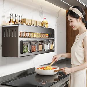 Estante de Especias Multiusos para Cocina, Montado en la Pared, con Tapa de Plástico, Tamaño L, para Almacenar Aceite, Sal, Salsa de Soya y Vinagre, para Uso Doméstico - Product Image 5