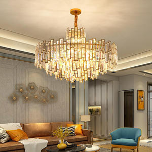 Suspension d'hôtel moderne Lampes suspendues Lustre en cristal led de luxe en or pour le salon - Product Image 4