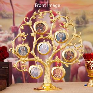 HT 10.8" Árbol de Iconos Ortodoxos de Aleación, con Icono de la Vida Ortodoxa y Marcos en Forma de Manzana, Decoración para el Hogar y la Iglesia, Regalo para Bautizo, Navidad, Pascua - Product Image 3
