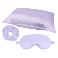 Ensemble de beauté en soie 3 en 1, taie d'oreiller en satin, masque pour les yeux, chouchou pour cheveux, kit cadeau pour les voyages et la nuit
