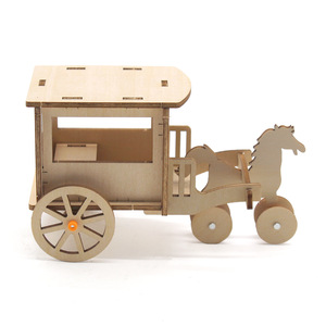 Kit d'assemblage DIY de calèche en bois 150 mm, jouet éducatif STEM pour expériences scientifiques - Product Image 4