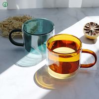 Anpassbare 8oz 250ml Doppelwandige Borosilikatglas-Kaffeetassen Individuell Gefärbte Trinkgläser Wasser-Teetasse mit Henkel