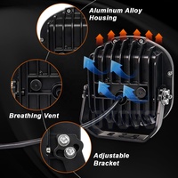 Luz Auxiliar LED OVOVS de 6'' para Todoterreno con Fondo Rojo, Luz de Señal de Giro DRL, Luz Lateral para Camioneta o Tractor