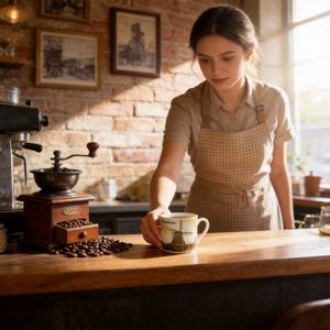 Juego de Tazas de Café Espresso de Diseño Contemporáneo y Ecológico de 90cc, Taza y Platillo de Porcelana Económicos, Juego de Taza y Platillo Pequeños para Café - Product Image 6