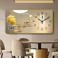 Horloge Murale Artistique Moderne de Luxe, Décoration de Restaurant, Cadre en Porcelaine Cristalline, Tableau Horloge Peinture, Horloge Murale Artistique