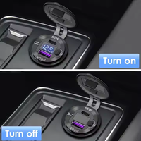 Soket pengisi daya USB untuk mobil, soket pengisi daya USB 83W 12-24V QC3.0 dengan tombol 18W dan Voltmeter aluminium PD3.0 untuk RV Marine Golf Boat