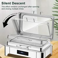 Ensemble de réchauds de buffet rectangulaires de luxe en acier inoxydable, chauffe-plats professionnels à vapeur avec contrôle automatique de la température
