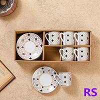 Ensemble de tasses à thé en céramique très vendu, style turc, ensemble de tasses à thé de luxe, ensemble de tasses et soucoupes personnalisées avec décalcomanie