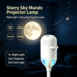 Lampe de chevet 2-en-1 moderne et populaire en forme de champignon pour chambre d'enfant, avec focale réglable, mini décoration ciel étoilé USB Galaxie - Product Image 6