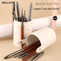 Pinceau à ongles professionnel pour nail art avec logo personnalisé, outil de manucure, manche en bois de santal marron, poils en nylon