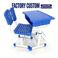 Ensemble table et chaise ergonomiques réglables en hauteur pour enfants, mobilier scolaire durable en plastique et métal pour la maison et la salle de formation