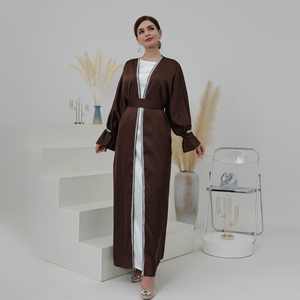 Abaya de luxe Loriya pour l'Aïd, dernières créations, vêtements islamiques en gros, Abaya de Dubaï, cardigan décontracté, perles en satin musulmanes, Abaya ouverte pour femmes - Product Image 5