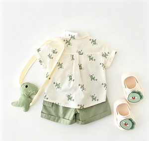 Ensemble deux pièces décontracté été 2026 pour garçons, en softshell à manches courtes, motif dessin animé - Ensemble <span class=keywords><strong>mini</strong></span>-dinosaures entièrement imprimé pour bébés et tout-petits - Product Image 4