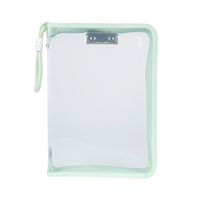 Portafolio A4 Impermeable con Cierre, Carpeta de Archivo Transparente de PP, Carpeta de Documentos con Clip, Logotipo Personalizado