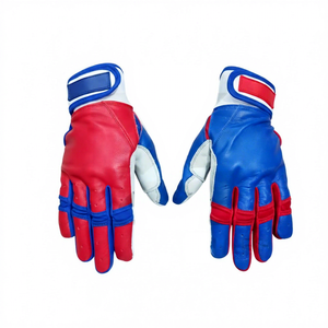 Professional Customizable Logo Polyester/Cotton Lightweight Breathable Ambidextrous Short Cuff Batting Gloves <b>Hook</b> Loop Closure - Product Image 1
