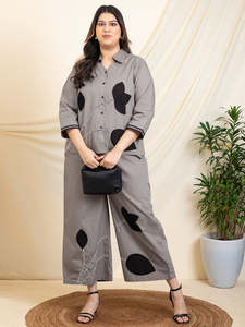 Women's Floral Ankle Length Shirt with <b>Trouser</b> Cord Set For Women Cotton Long Jumpsuits Western Dress for Women Stylish Design - Product Image 1