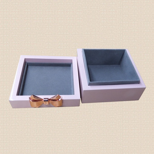Elegant Jewelry Box Rectangle <b>Pink</b> With Rose Gold Bow For Women's Jewelry Packaging - Product Image 2