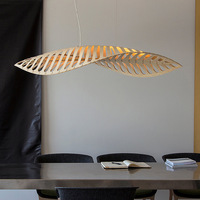 Lustre design pour salon, hôtel, maison d'hôtes, table de restaurant, décoration artistique en bois, chaise en forme d'arête de poisson de style original