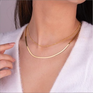 New 18k Stainless Steel Women Jewelry Rope Link <b>Necklace</b> <b>Long</b> Real Gold Plated Flat Snake <b>Chain</b> <b>Necklace</b> - Product Image 2