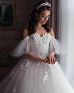 Princesa vestido de baile vestidos de novia fuera del hombro <span class=keywords><strong>con</strong></span> cordones en la espalda barrido tren apliques cuentas <span class=keywords><strong>capilla</strong></span> jardín vestidos de novia Vestidos De - Product Image 4