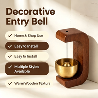 Campana de puerta de madera ecológica marca QingChuan, campana de viento de latón, alarma decorativa de cobre para apertura de tienda/hogar