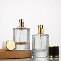 Bouteille de parfum en verre haut de gamme à rayures de 30ml/50ml, pulvérisateur à pompe, diffuseur de roseaux, recharge d'huile essentielle pour hommes, bouteille vide, vente en gros