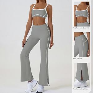 Traje Deportivo de Dos Piezas Hao Qian para Mujer, Transpirable, de Spandex/Nailon, para Verano, Levanta Glúteos, con Contraste de Color, para Deportes al Aire Libre - Product Image 2