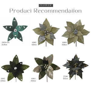 Fiori Artificiali in Velluto Verde Poinsettia Glitterati Buon <span class=keywords><strong>Natale</strong></span> 2025, Flores De Natal Decoracion, Decorazioni per Albero di <span class=keywords><strong>Natale</strong></span> - Product Image 4