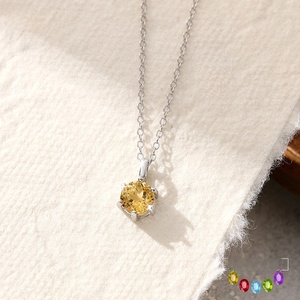 Collier en argent sterling 925 avec pierres naturelles, serti de six griffes, topaze, olivine, grenat, pour femme. - Product Image 5