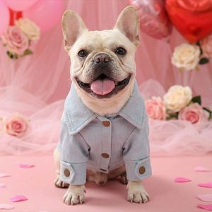 Chaqueta Estilo Denim para Mascotas - Abrigo para Perro con Estampado Adorable y Decoración de Lazo, Atuendo Casual Diario para Perros Pequeños y Medianos - Product Image 2