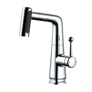 Grifo de lavabo monomando con válvula cerámica, rociador extraíble, montaje en cubierta, un solo orificio - Product Image 5