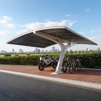 Kanopi Carport Ganda dari Aluminium Alloy, Tahan Lama, untuk Parkir Luar Ruangan, Desain Atap Lengkung Tahan Air, untuk Halaman Villa