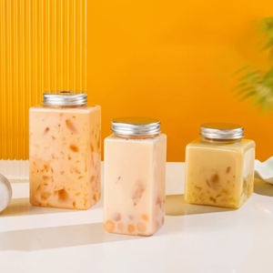 Botella Cuadrada de Plástico PET AMCROWN de 500 ml con Tapa de Boca Ancha, Sellada, de Grado Alimenticio para Leche, Té y Jugos, <span class=keywords><strong>AMC</strong></span>-B0058 - Product Image 4