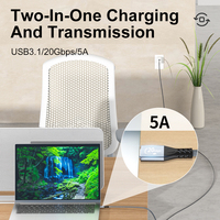 ULT-unite Câble d'alimentation de données de charge USB 3.1 Type C personnalisé pour ordinateur portable 20Gbps 100w 4k 1m 1.5m 2m Câble de téléphone d'extension USB