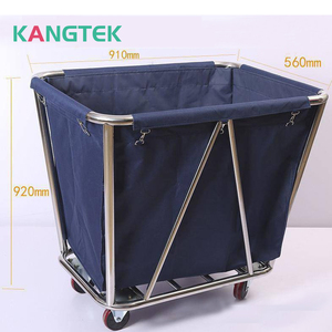 Thương mại khách sạn giặt kim loại giỏ hàng và xe đẩy Thùng rác giỏ hàng với khung kim loại và túi vải - Product Image 5