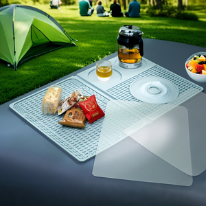 Tapis de séchage de vaisselle en silicone Table résistante à la chaleur pour usage multiple Égouttoir à vaisselle Camping Tapis en silicone pliant pour comptoir de cuisine - Product Image 1