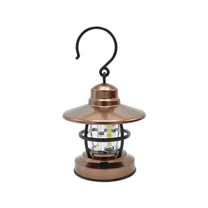 Mini Linterna LED Colgante para Camping, Funciona con Batería, Luz Portátil para Exteriores, Cuerpo Metálico Color Café - Product Image 1