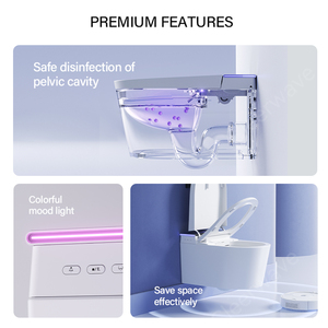 Modern Black Wall-Hung Smart Toilet Remote Control Seat Heating P-trap Ceramic Intelligent Bidet Commode for Hotels Apartments H - Product Image 4