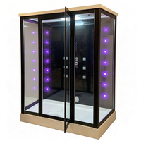 Salle de vapeur rectangulaire moderne de luxe avec fonction de massage intégrée, température réglable, haut-parleur Bluetooth, cadre en aluminium, acrylique